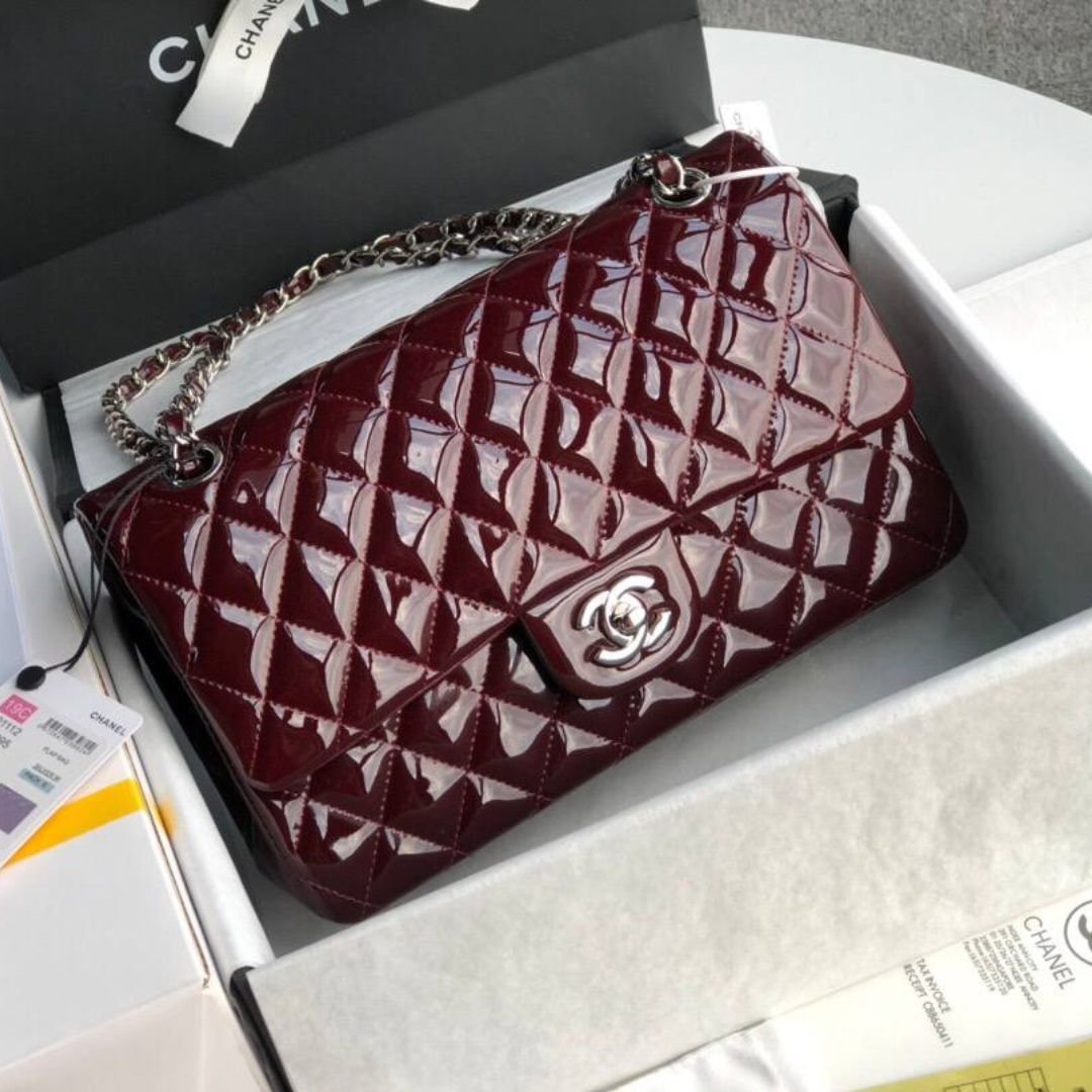 Chanel 11.12 Double Flap Burgundy Jumbo Patent 30cm Bag - Image 3