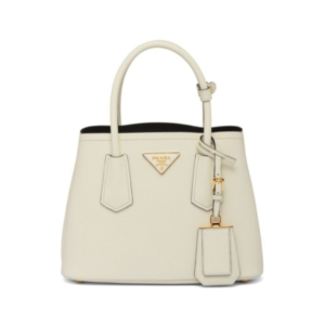 Prada Double Bag in Cream Saffiano Leather 25cm