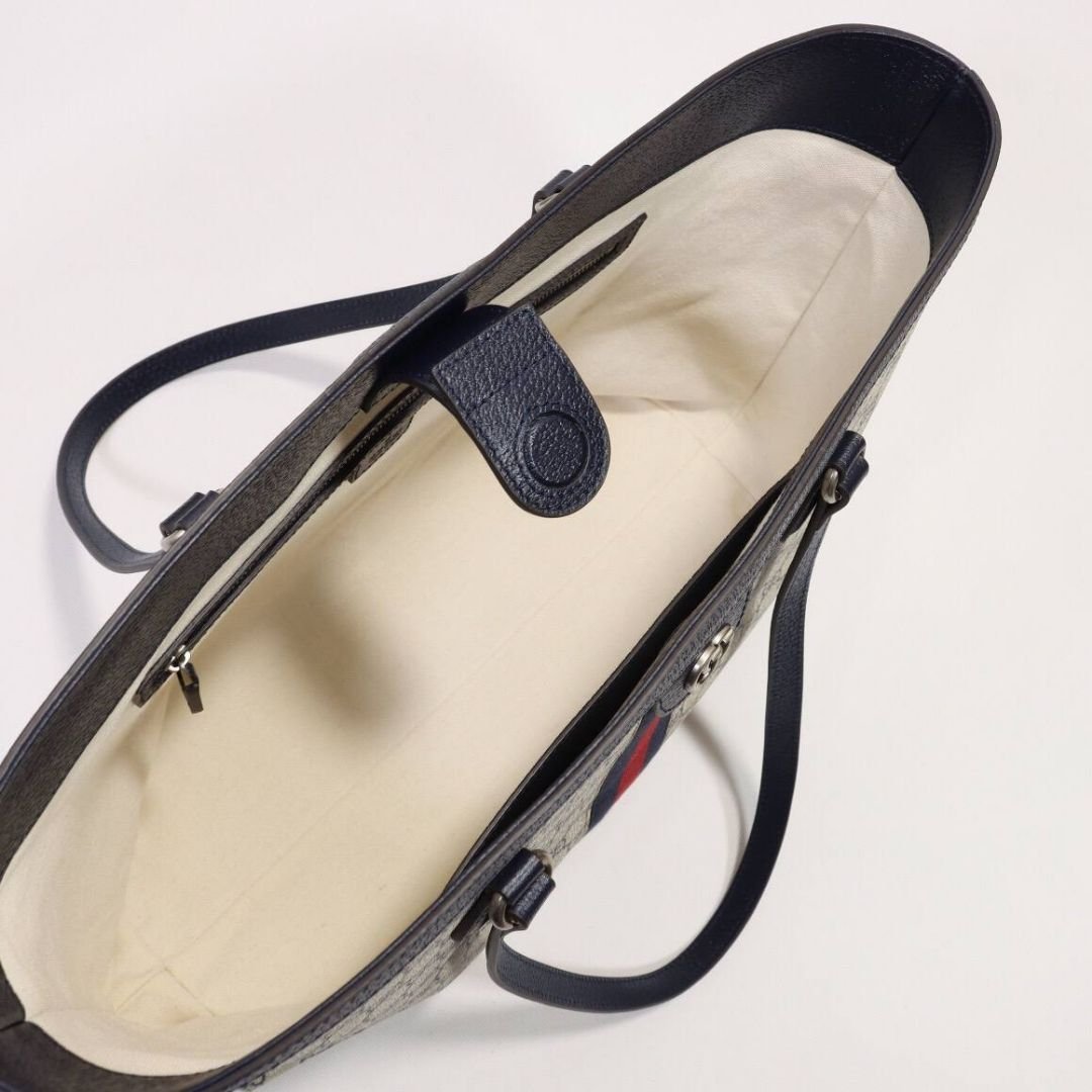 Gucci Ophidia Large Tote Bag in Beige/Blue GG Supreme Canvas 39cm - Image 6