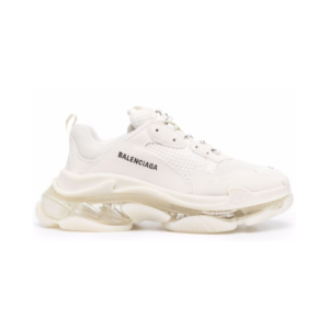 Balenciaga Triple S Clear Sole White Leather and Mesh Shoe