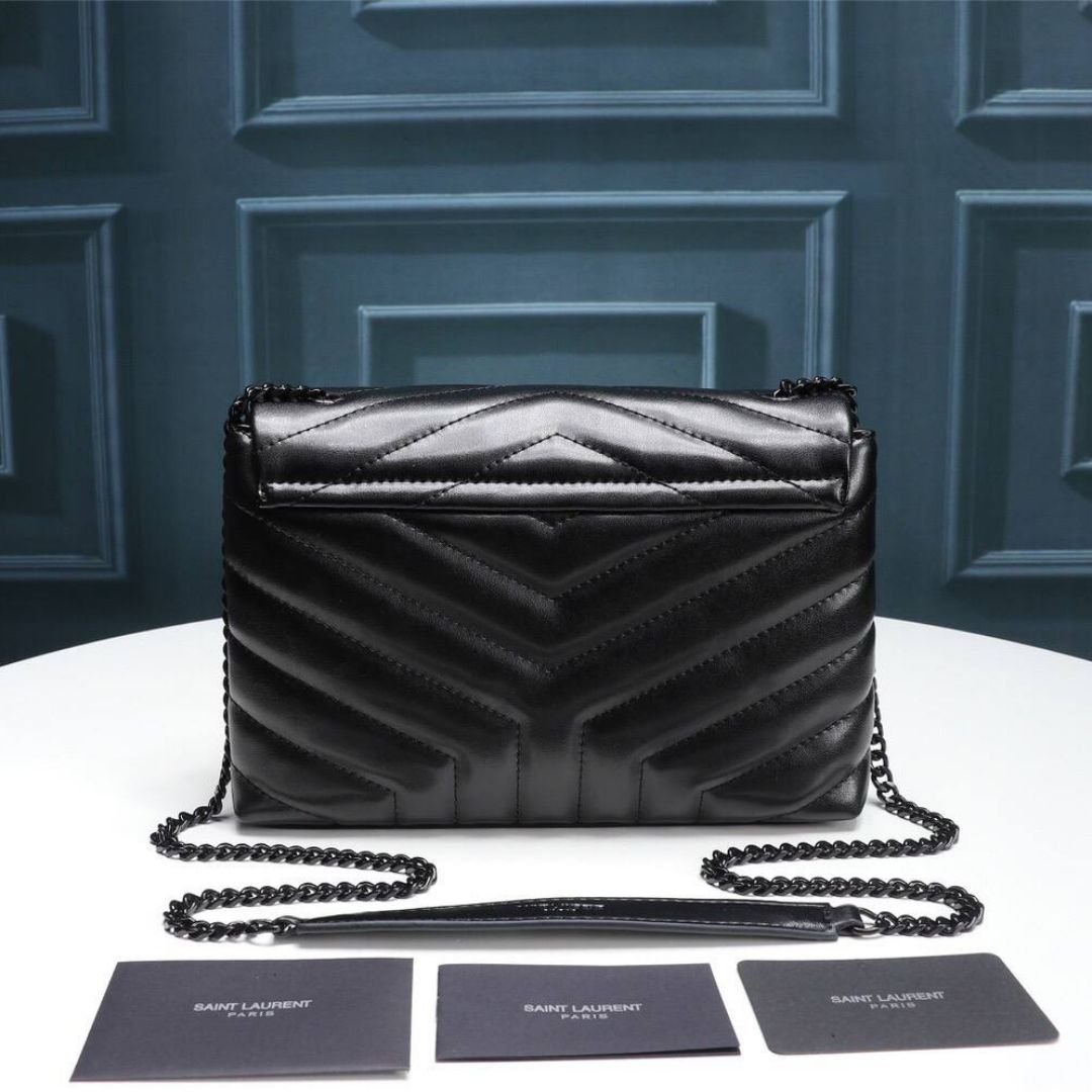 Saint Laurent LouLou Medium Black Leather Bag, 32cm - Image 2