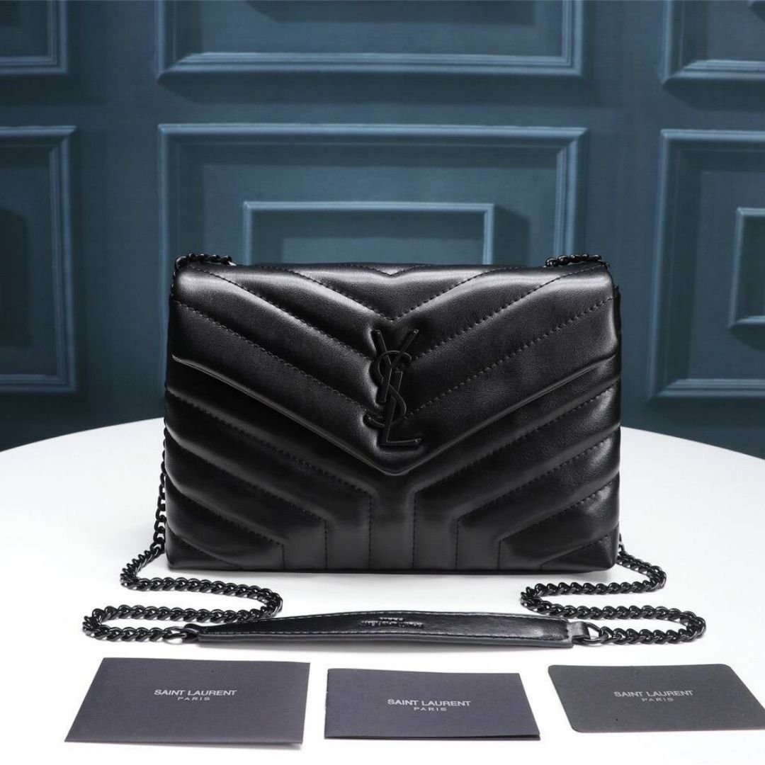 Saint Laurent LouLou Medium Black Leather Bag, 32cm - Image 3