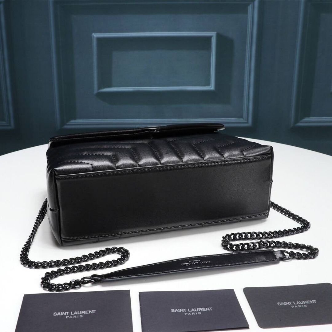 Saint Laurent LouLou Medium Black Leather Bag, 32cm - Image 4