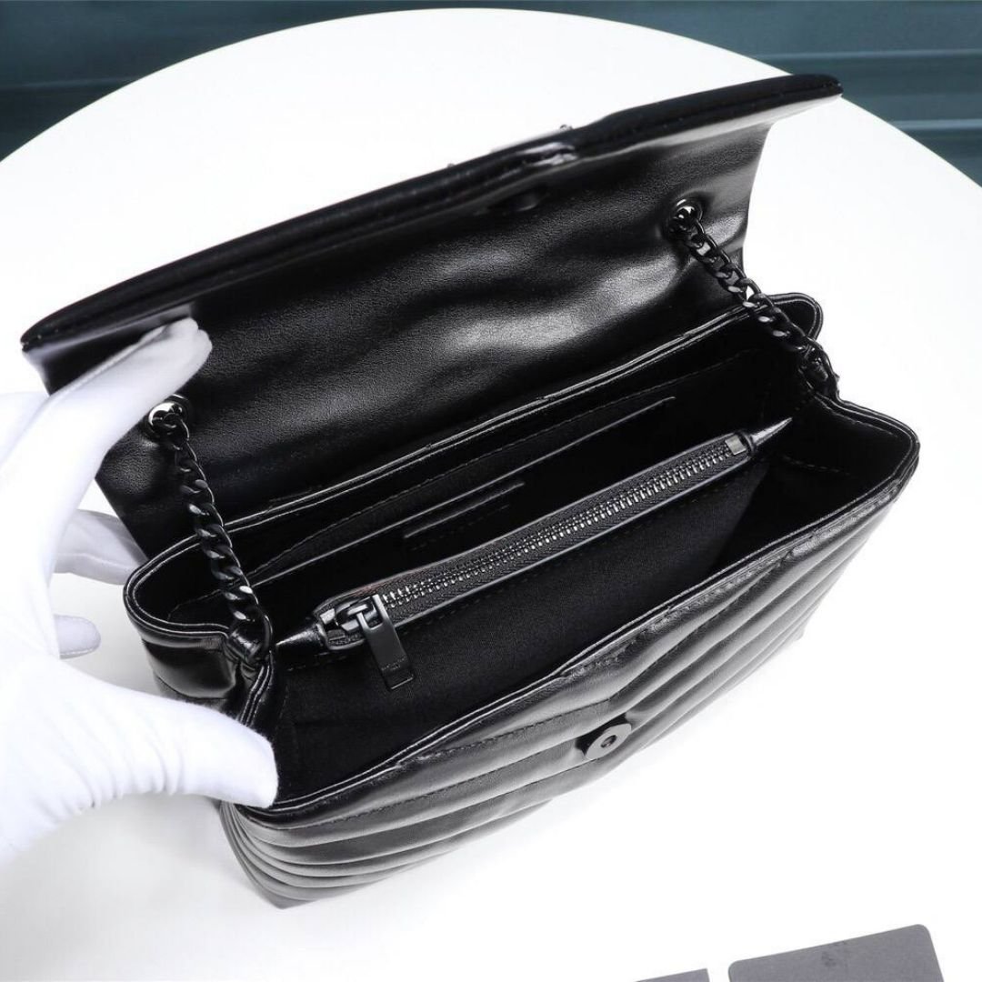 Saint Laurent LouLou Medium Black Leather Bag, 32cm - Image 5