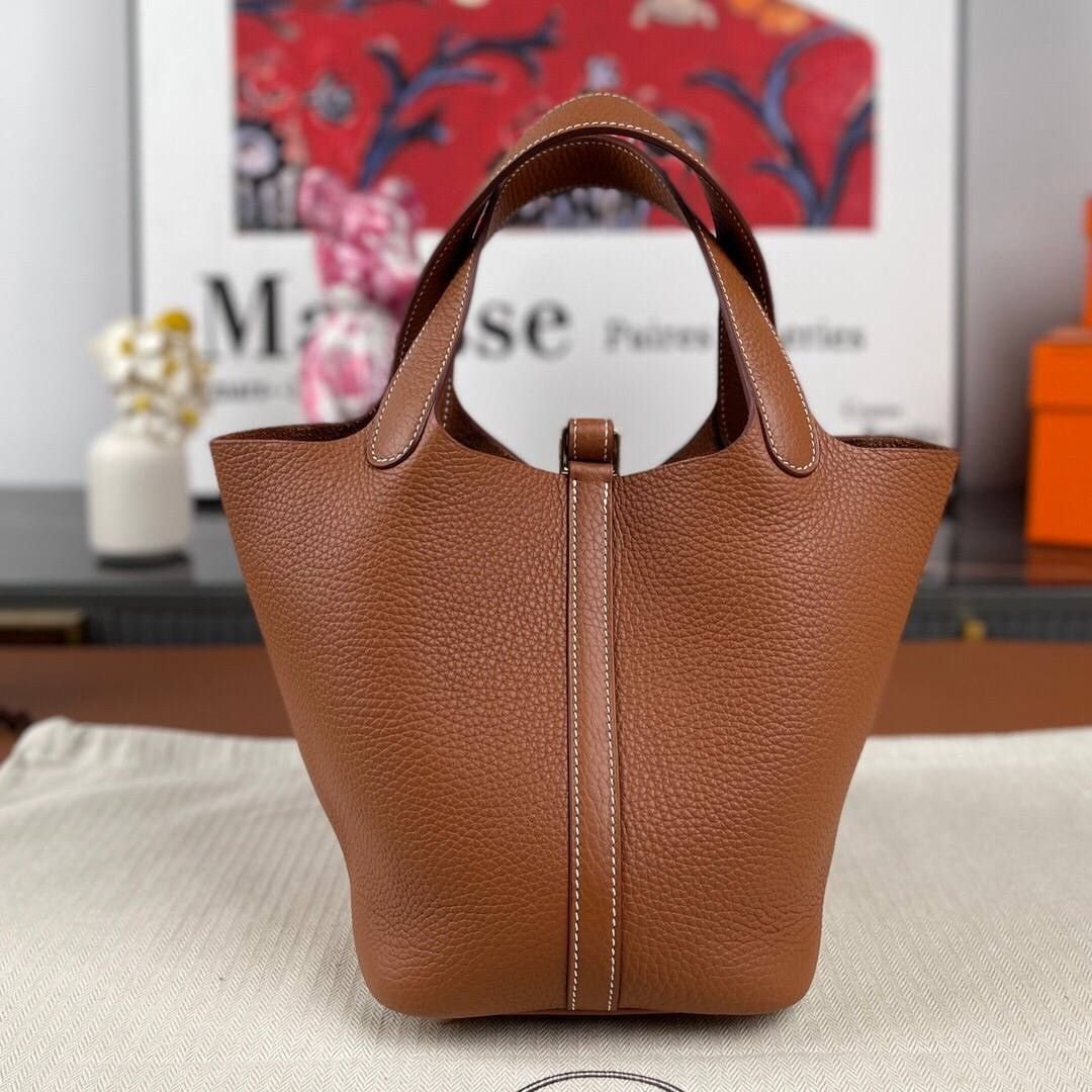Hermès Picotin Lock Bag in Brown Togo Leather 18cm - Image 3