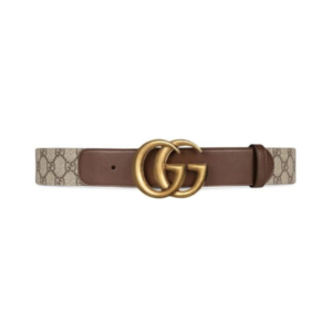 Gucci GG Marmont belt in brown and beige, 4 cm
