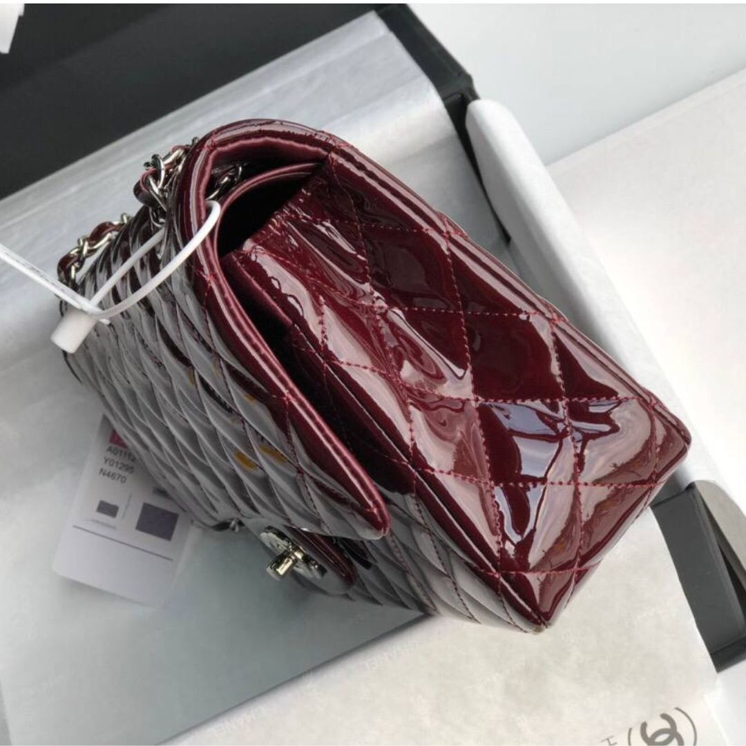 Chanel 11.12 Double Flap Burgundy Jumbo Patent 30cm Bag - Image 5