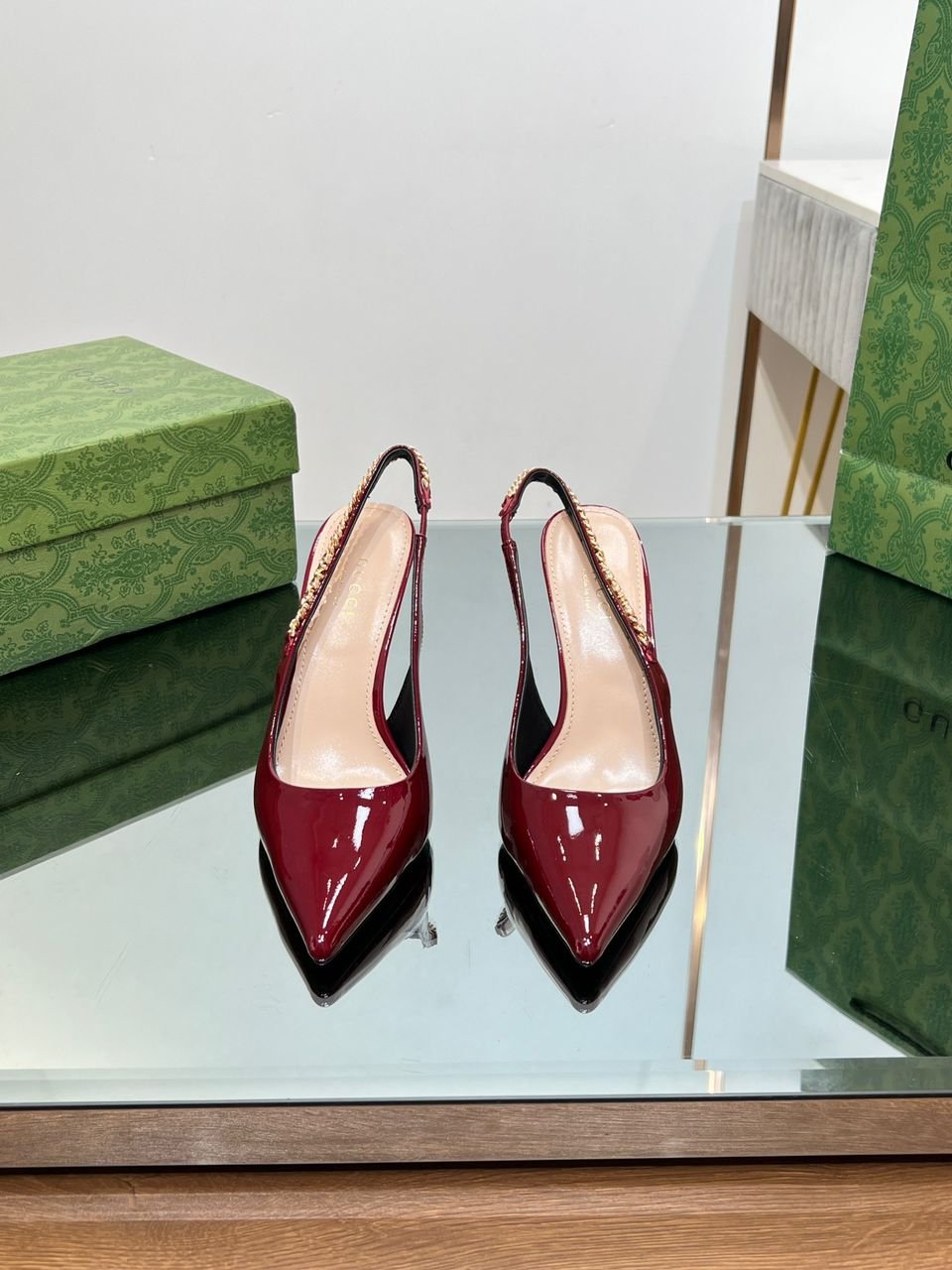 Saint Laurent Signoria slingback pump in burgundy patent leather 10.5 cm - Image 2