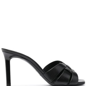 Saint Laurent Tribute mules in black smooth leather 9 cm