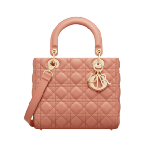 Dior Lady bag in pinkish beige leather 24 cm