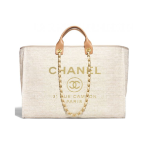 Chanel Deauville Tote Large Bag in Beige Canvas 38cm