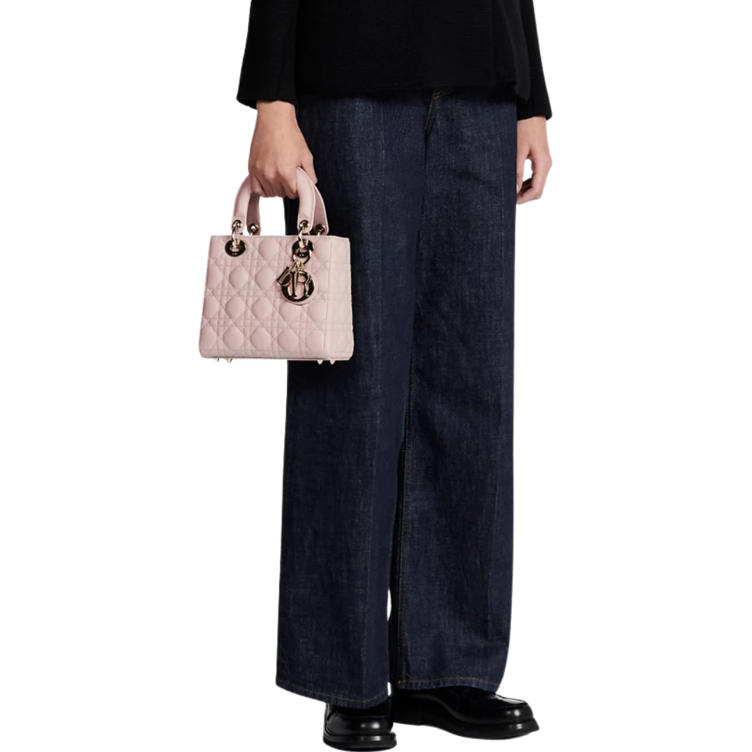 Dior Lady Dior My ABC bag in powder pink lambskin with cannage motif 20 cm - Image 5