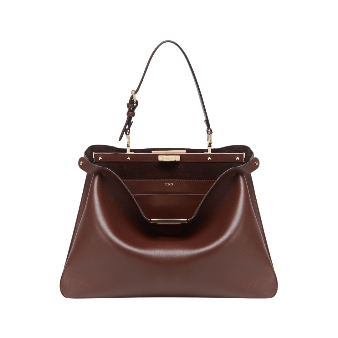 Fendi Peekaboo ISeeU Medium Bag in Dark Brown Leather 28cm - Image 2