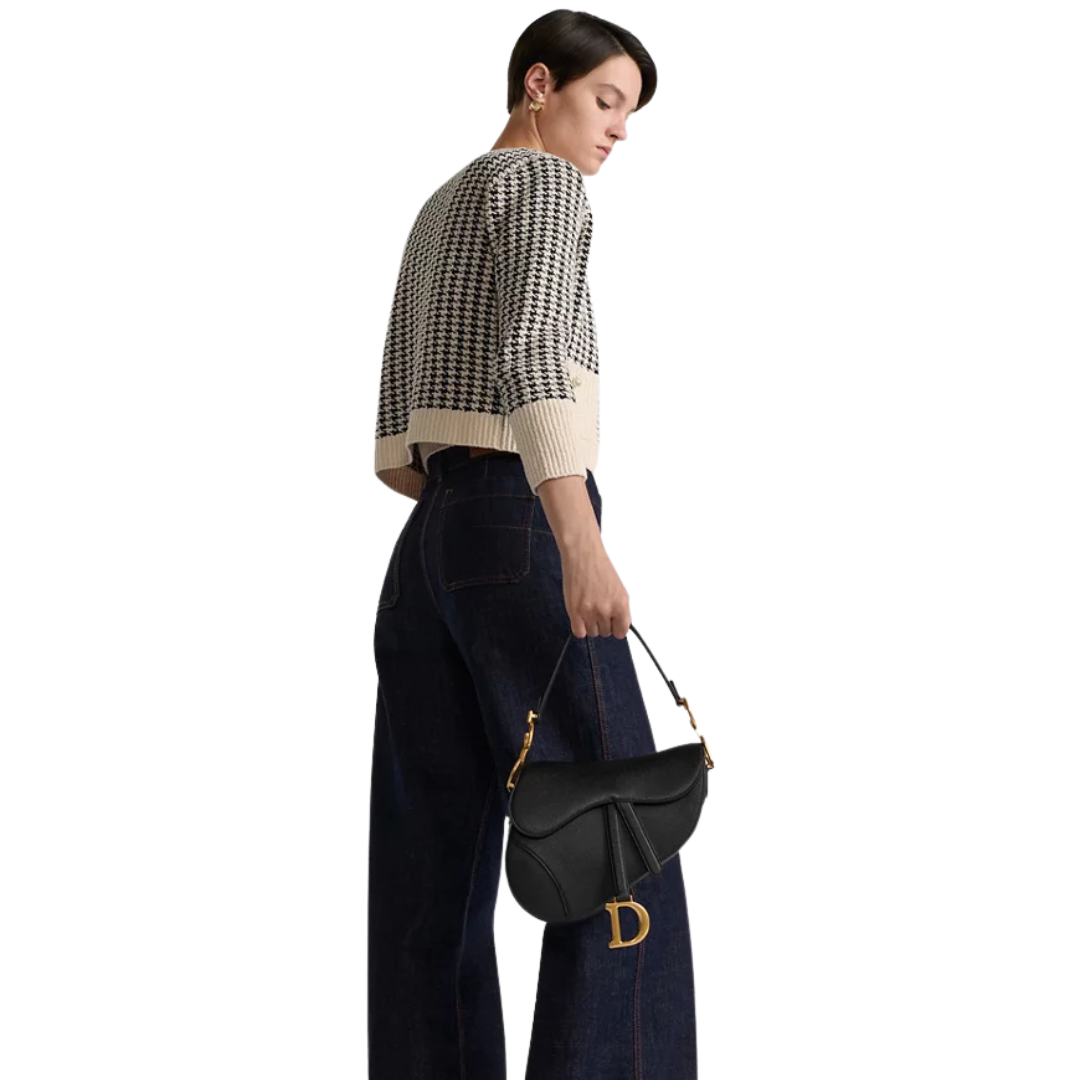 Dior Saddle Bag in Black Grained Leather 25.5cm - Image 5