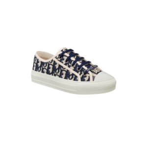 Dior Oblique Navy Blue Embroidered Cotton Sneakers