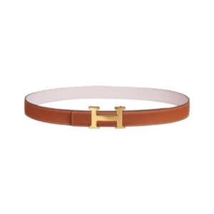 Hermès Mini H Belt Orange/White/Gold 2.5cm