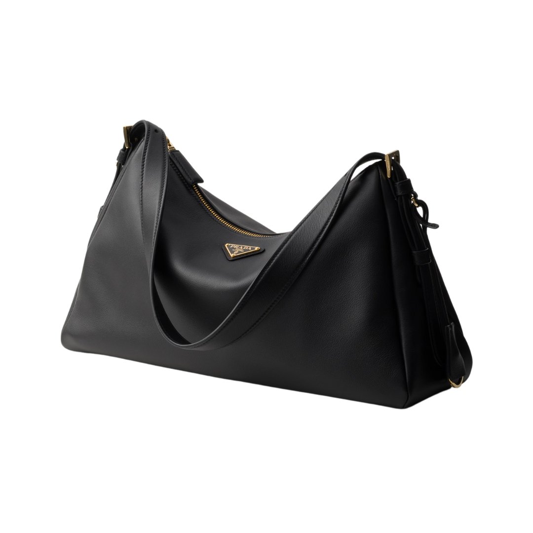 Prada Aimée large shoulder bag in black leather, 23 cm - Image 2