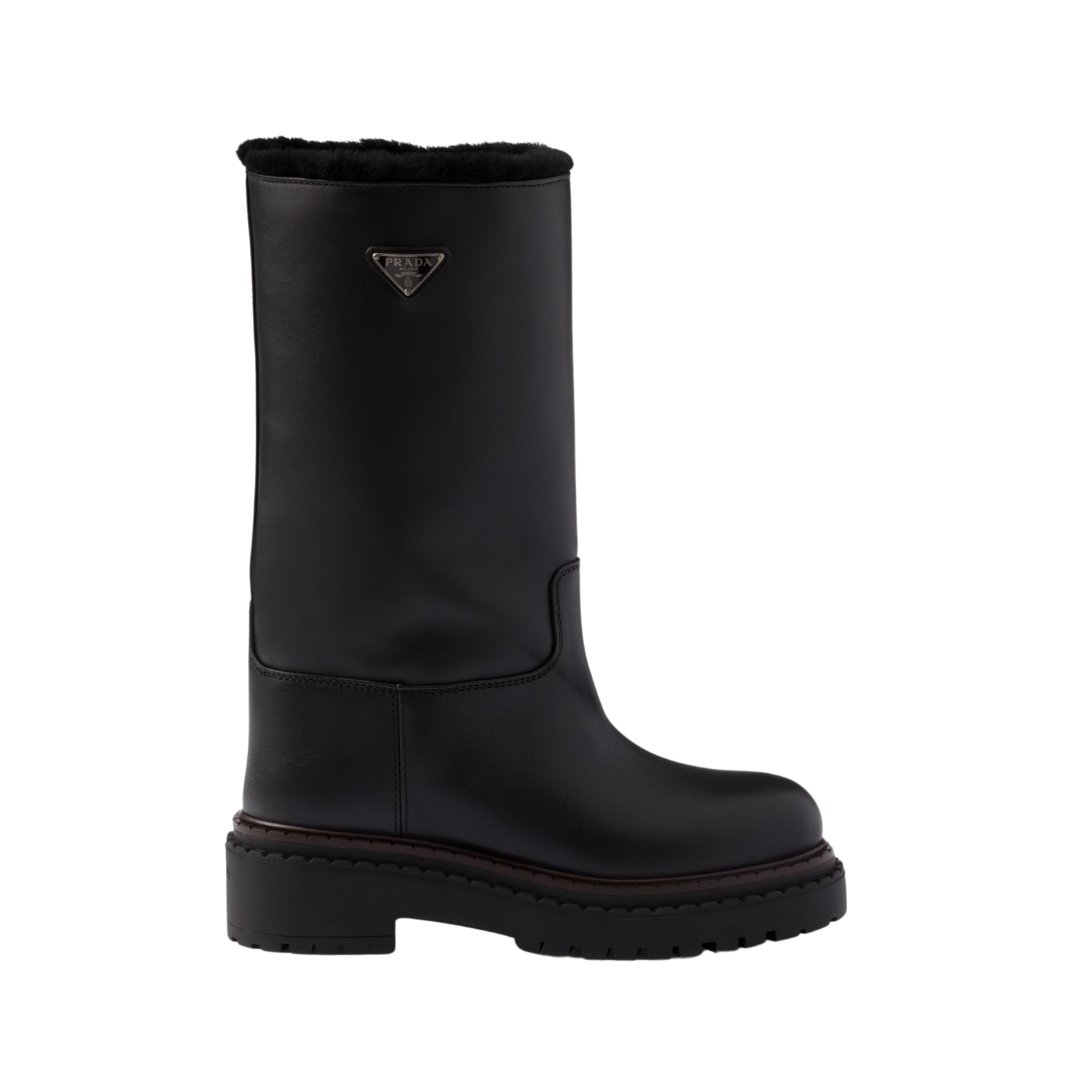 Prada black leather and sheepskin boots - Image 2