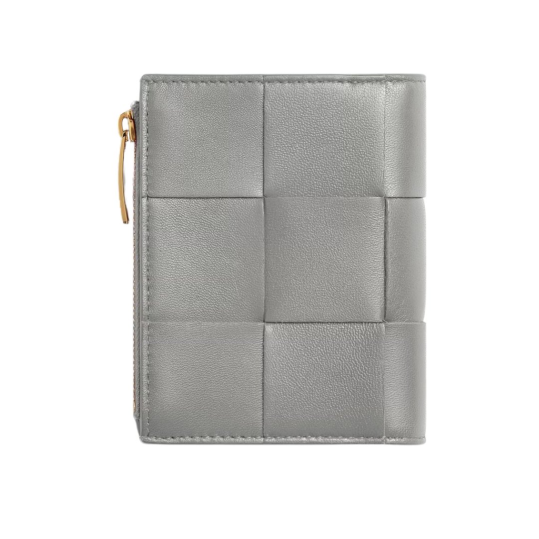 Bottega Veneta Sterling Grey Nappa Leather Two-Tone Woven Wallet 11.5cm - Image 2