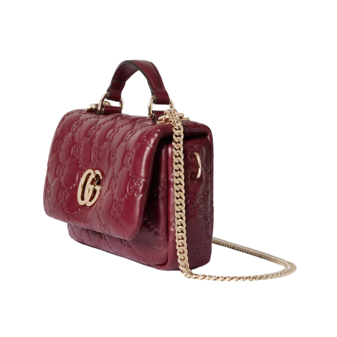 Gucci top handle bag with light gold decoration 21.1 cm - Image 2