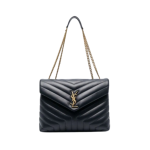 Saint Laurent LouLou Medium Black Leather Bag, 32cm