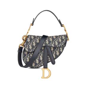 Dior Saddle bag in blue/beige jacquard 18 cm