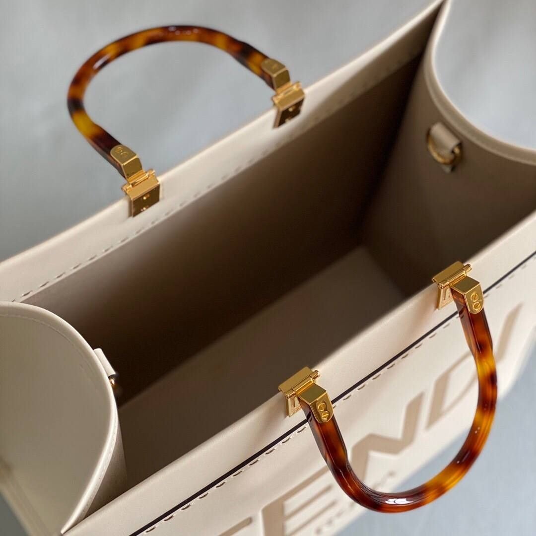 Fendi Sunshine Shopper Bag in Cream Leather 41cm - Image 5