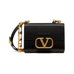 Valentino Stud Sign Bag in Black Leather 20cm