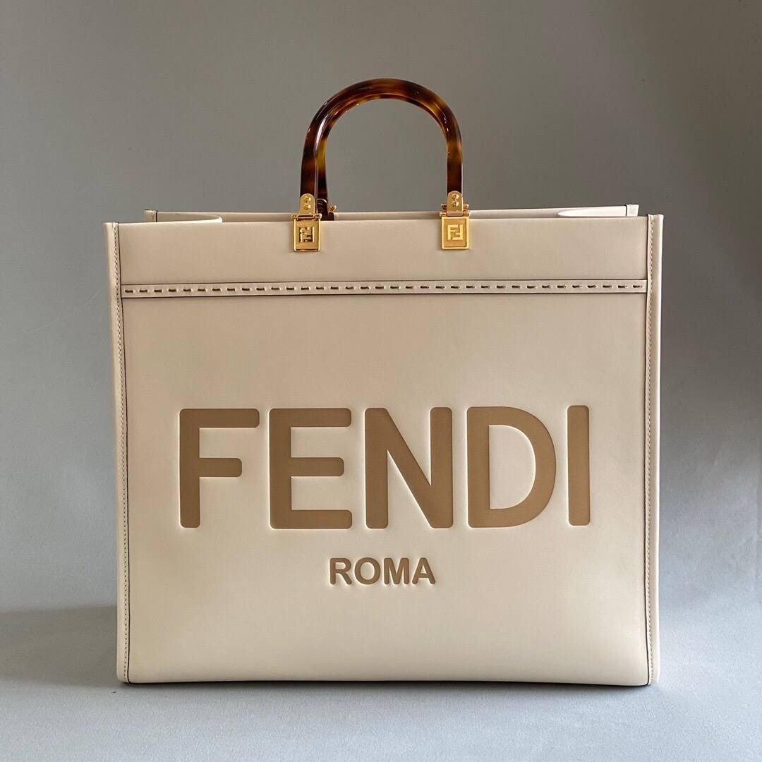 Fendi Sunshine Shopper Bag in Cream Leather 41cm - Image 3