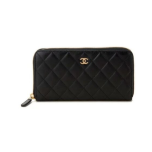 Chanel Matelassé Wallet in Black Leather 18cm