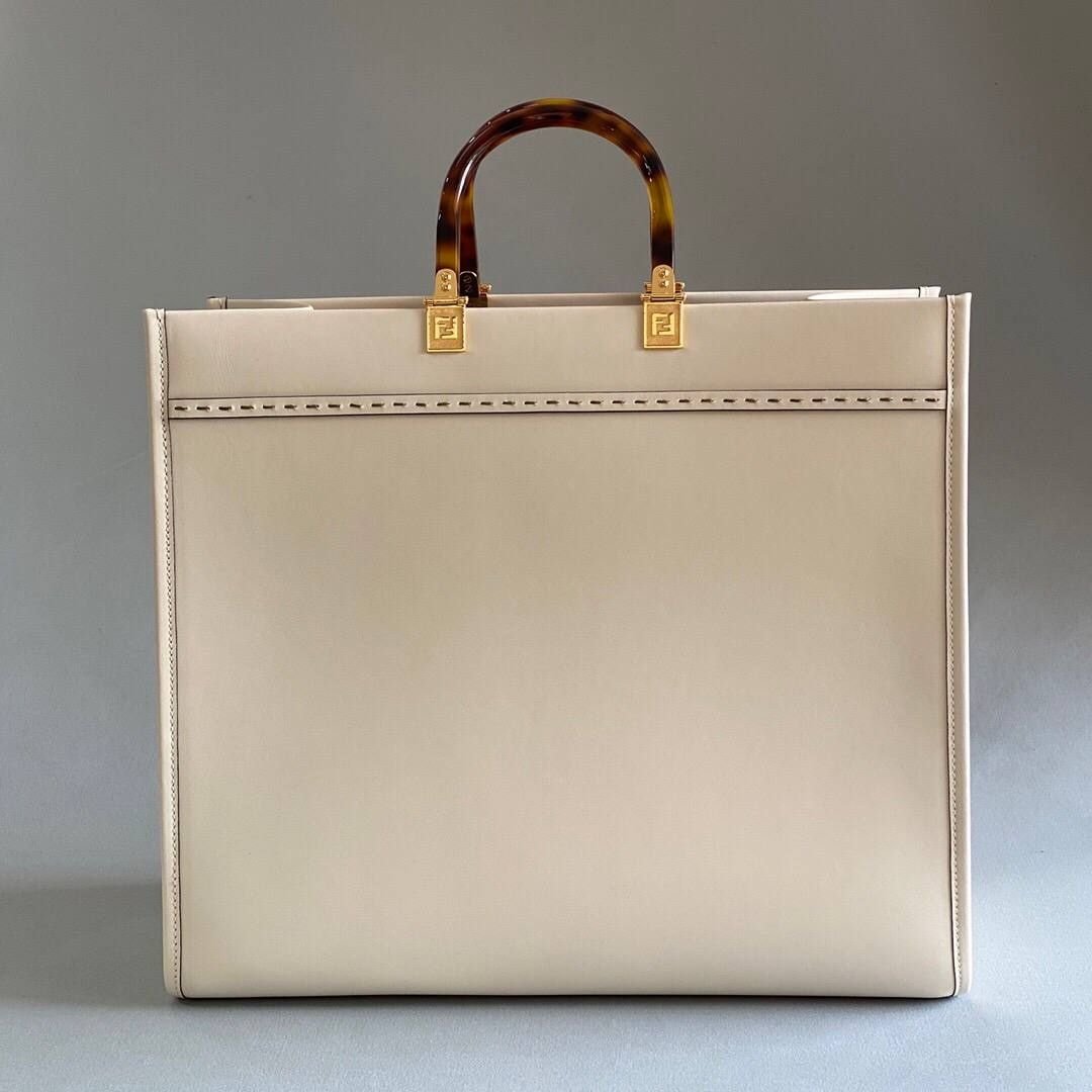 Fendi Sunshine Shopper Bag in Cream Leather 41cm - Image 2