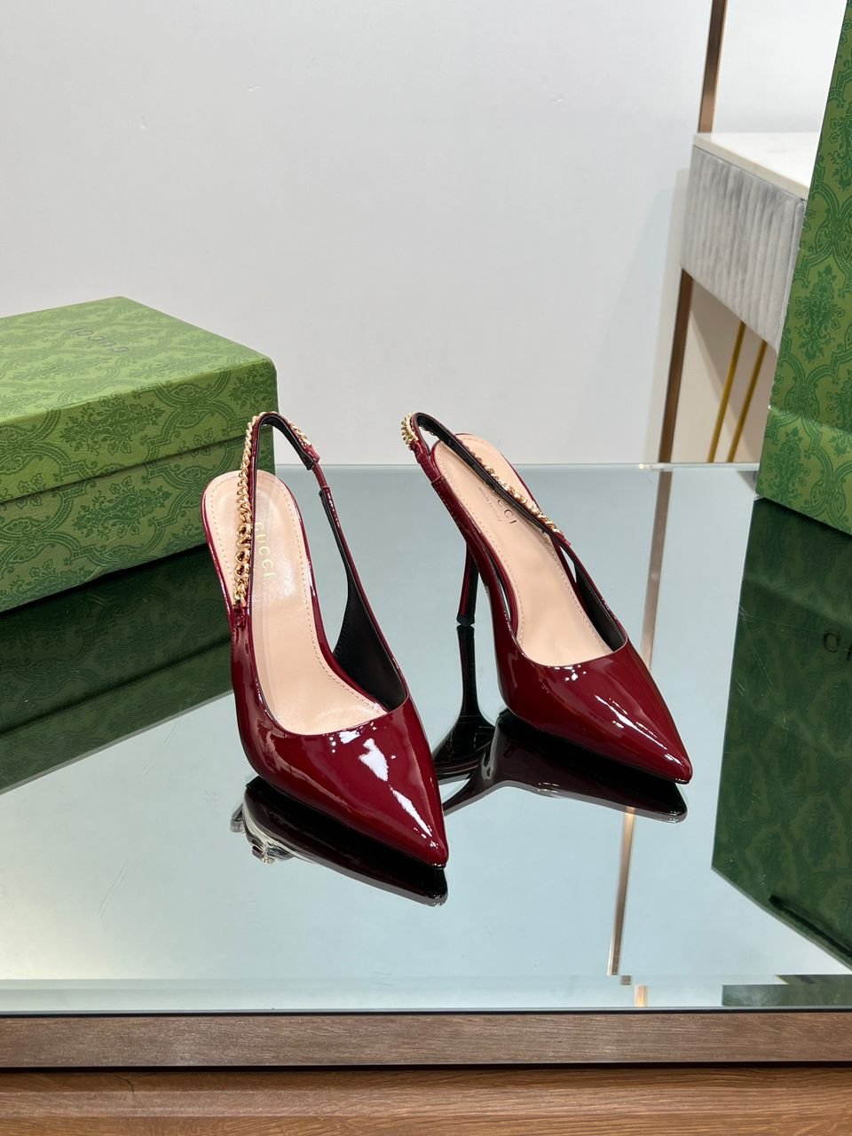 Saint Laurent Signoria slingback pump in burgundy patent leather 10.5 cm - Image 3