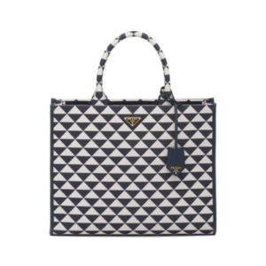 Prada Symbole embroidered bag in blue canvas 39 cm