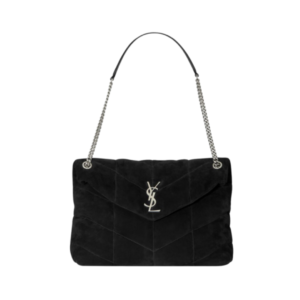 Saint Laurent Puffer Loulou Bag in Black Suede 32cm