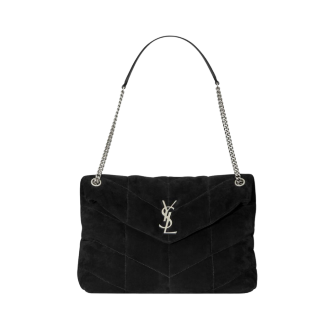 Saint Laurent Puffer Loulou Bag in Black Suede 32cm