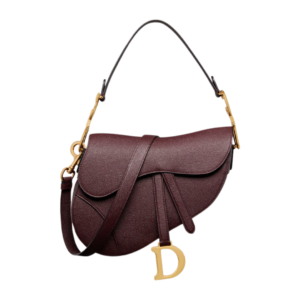 Dior Saddle bag in burgundy grained leather 25.5 cm