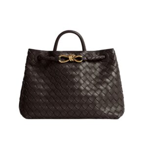 Bottega Veneta Top Handle Bag in Dark Brown Intrecciato Leather 25cm