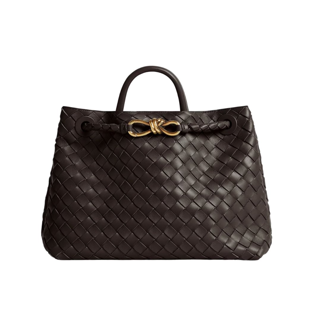 Bottega Veneta Top Handle Bag in Dark Brown Intrecciato Leather 25cm