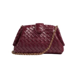 Bottega Veneta Lauren 1980 Clutch Bag in Intrecciato Leather in Burgundy 16.5 cm