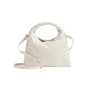 Bottega Veneta 14.5cm White Leather Intrecciato Crossbody Bag