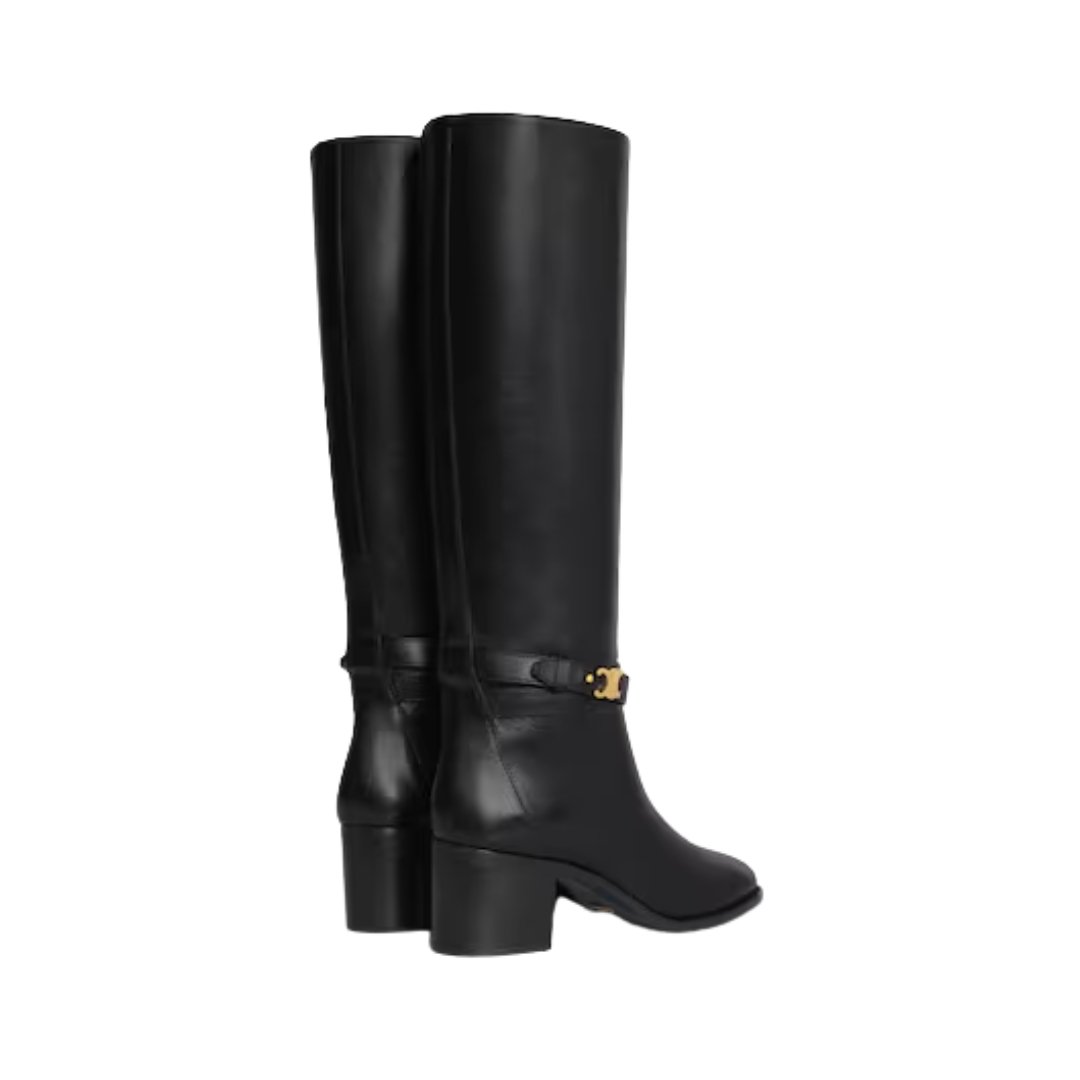Celine Garance high boots in black calfskin with Triomphe strap - Image 3