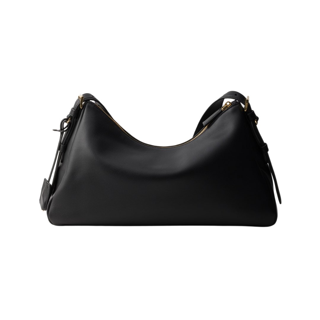 Prada Aimée large shoulder bag in black leather, 23 cm - Image 3