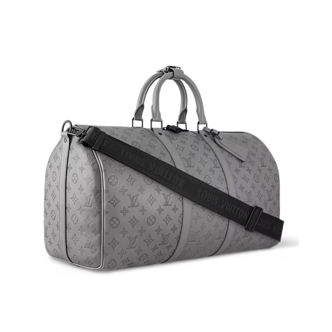 Louis Vuitton Keepall Bandoulière 50 bag in anthracite grey view 3