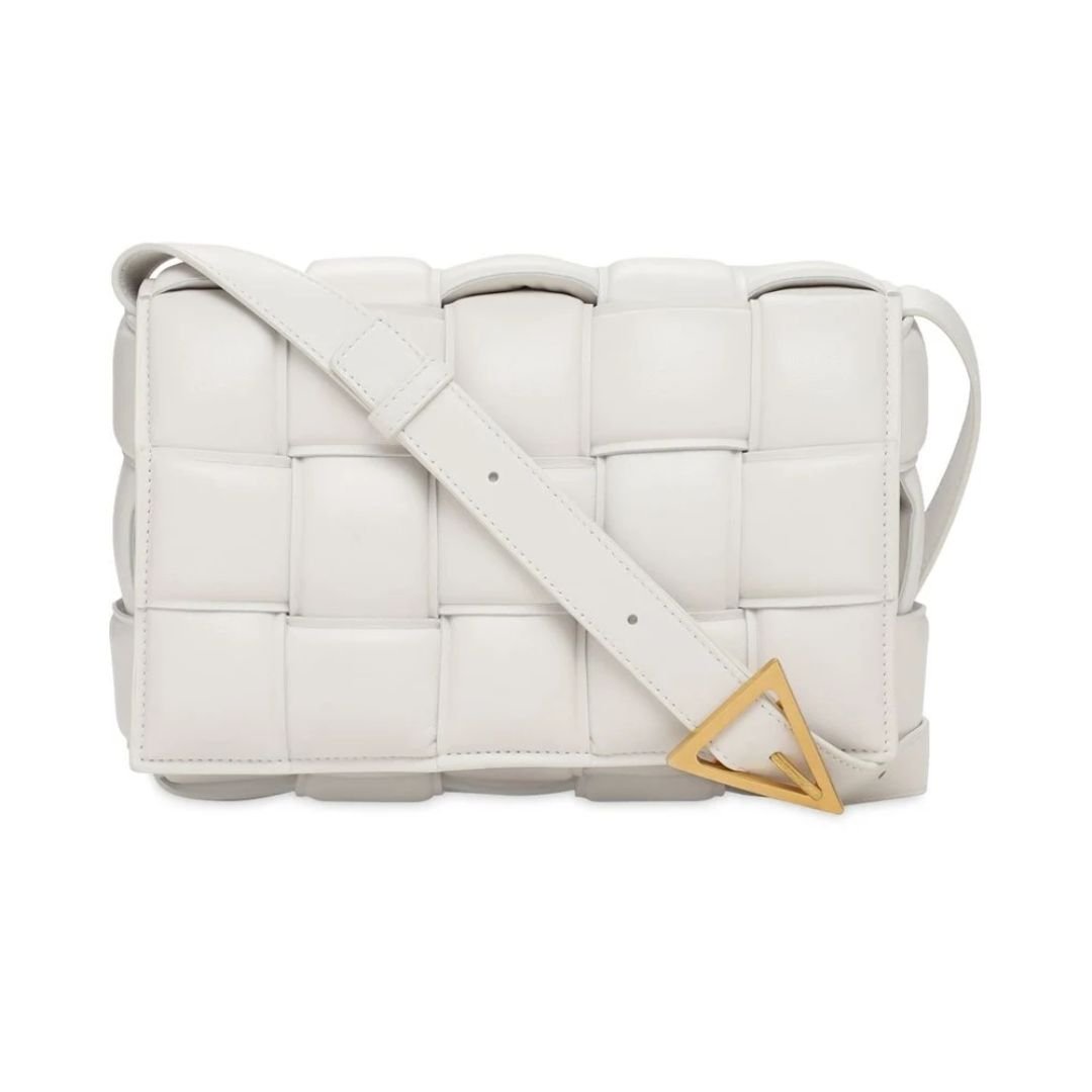 Bottega Veneta Cassette Bag in White Leather 25.9 cm