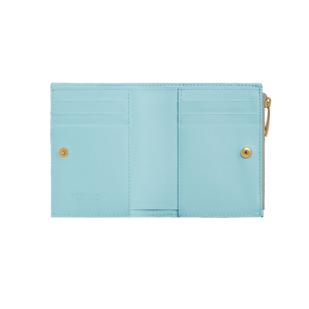 Bottega Veneta Sterling Grey Nappa Leather Two-Tone Woven Wallet 11.5cm - Image 3