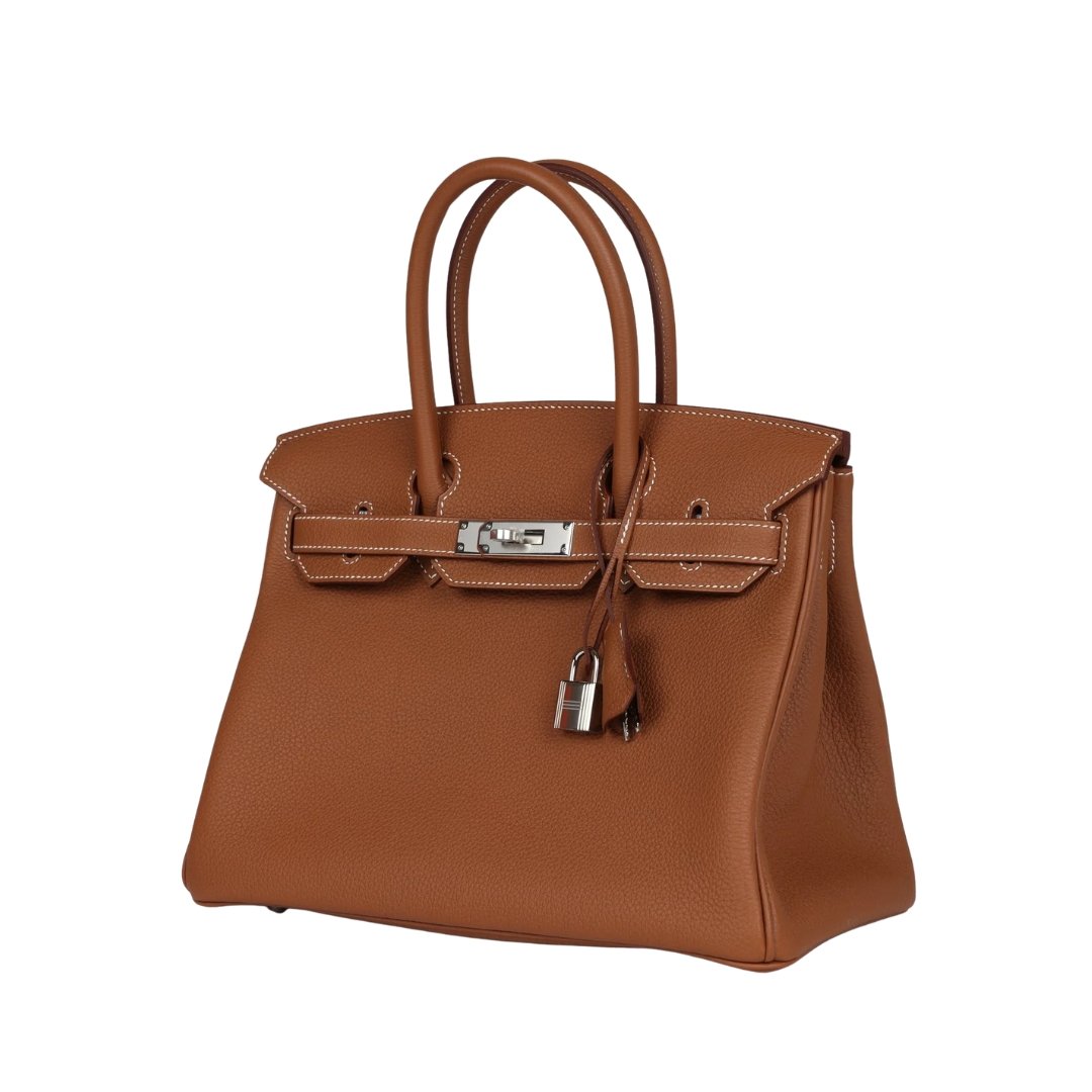 Hermès Birkin 30 bag in Gold Togo leather with palladium hardware view 2