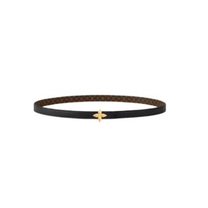 Louis Vuitton Mini Reversible Belt in Black and Beige Leather 1.5 cm