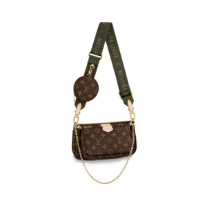 Louis Vuitton Multi Pochette Accessoires bag with 25 cm green shoulder strap