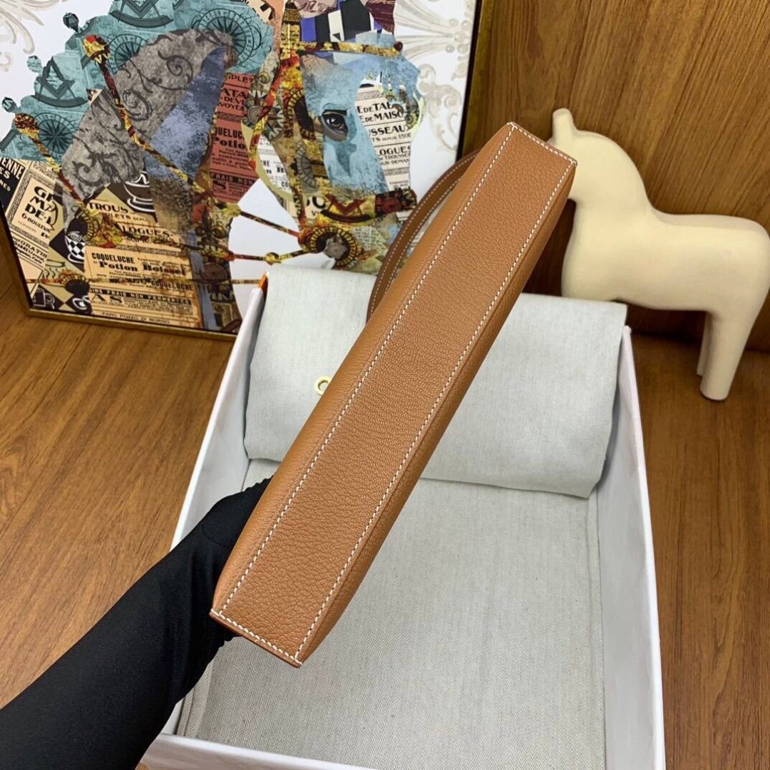 Polène Madame Kelly Élan bag in brown leather 28 cm - Image 5