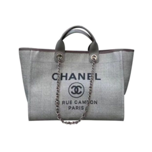 Chanel Deauville Tote Large Bag in Gray Canvas 38cm